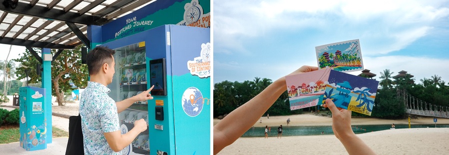 Postcard vending machine with three exclusive postcard designs